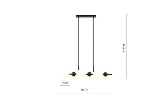 Lampada a Sospensione Rory, Nero, Acciaio, 95x110x29 cm, EPIKASA