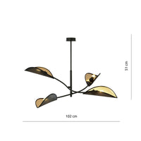 Lampada a Sospensione Fiore di Loto, Nero, Acciaio, 102x51x102 cm, EPIKASA