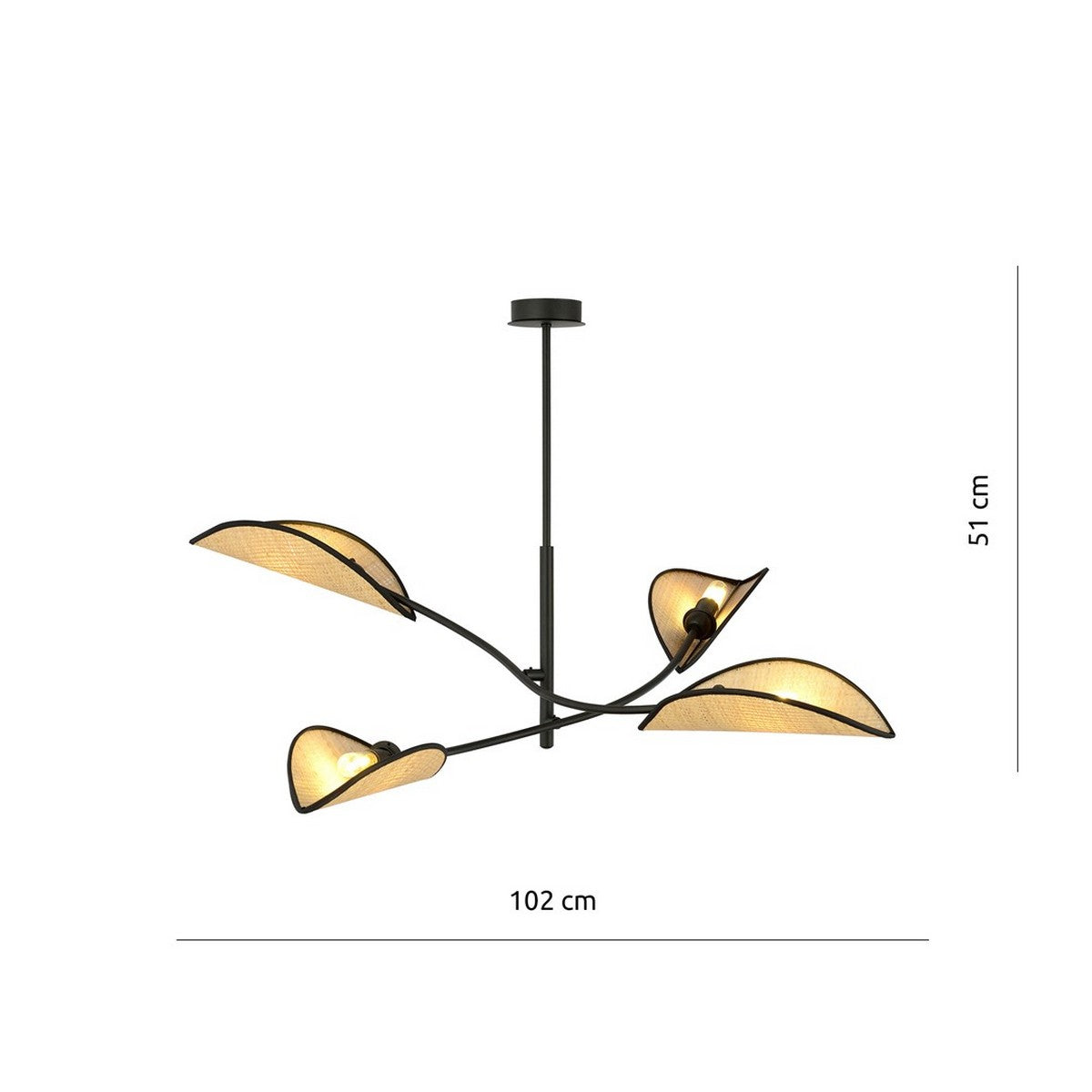 Lampada a Sospensione Fiore di Loto, Marrone, Acciaio, 102x51x102 cm, EPIKASA