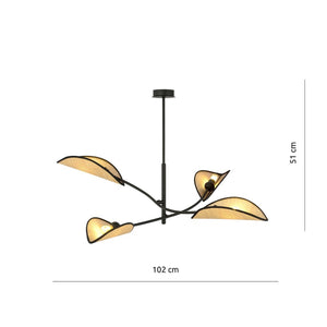 Lampada a Sospensione Fiore di Loto, Marrone, Acciaio, 102x51x102 cm, EPIKASA