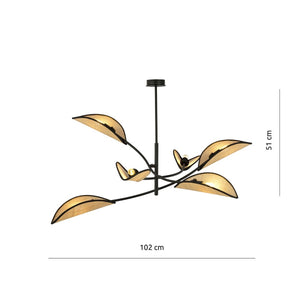 Lampada a Sospensione Fiore di Loto, Marrone, Acciaio, 102x51x102 cm, EPIKASA