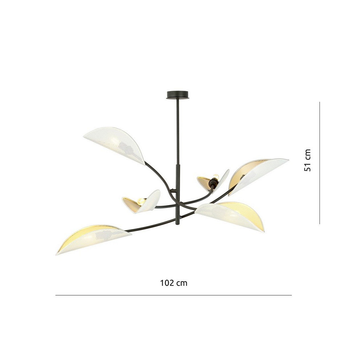 Lampada a Sospensione Fiore di Loto, Bianco, Acciaio, 102x51x102 cm, EPIKASA