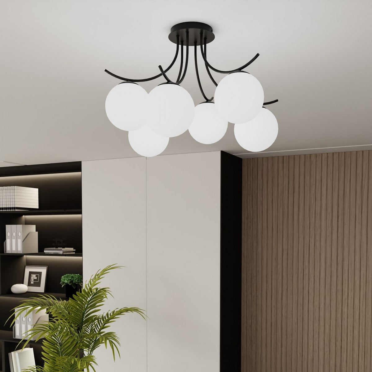 Lampada a Soffitto Boston, Nero, Acciaio, 70x37x65 cm, EPIKASA