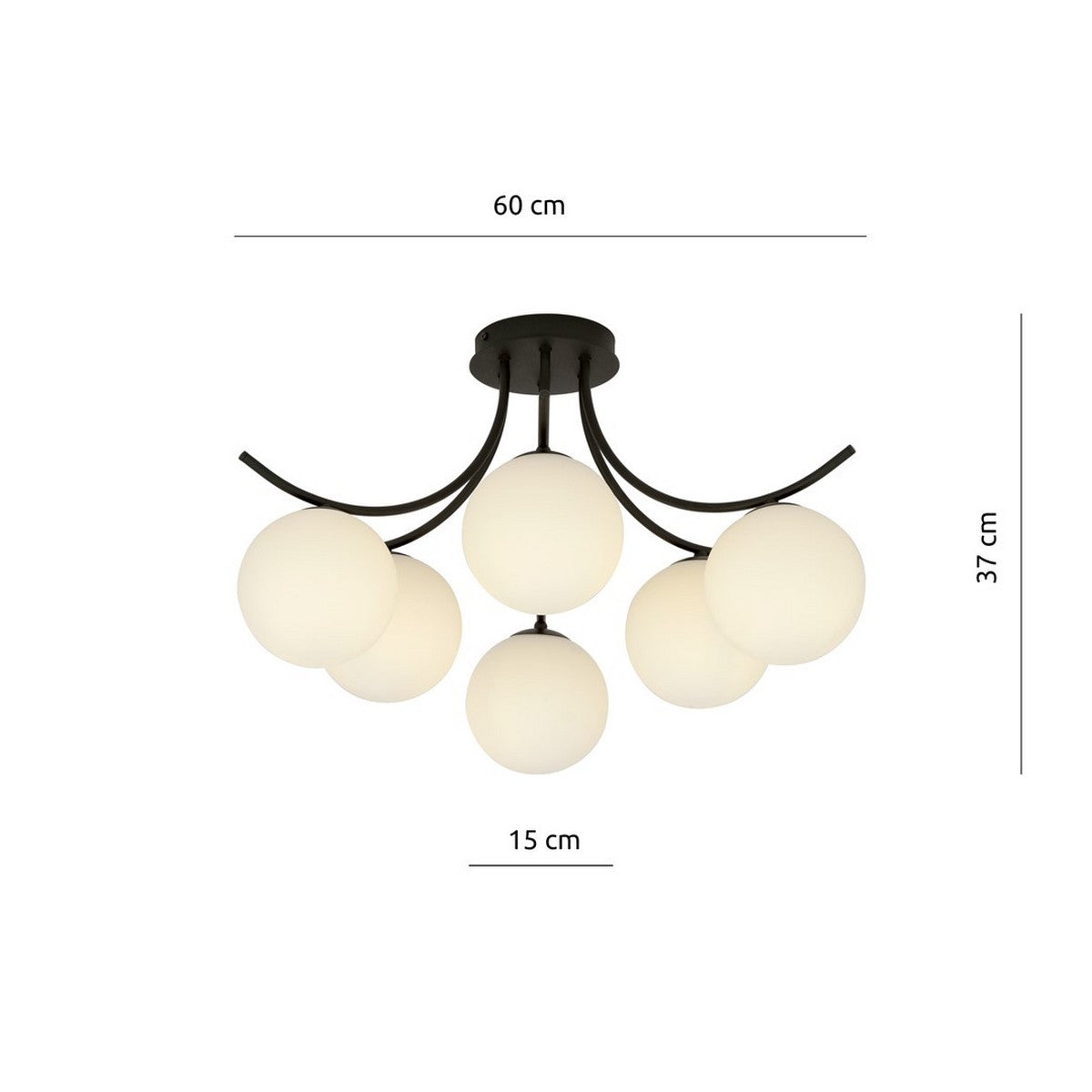 Lampada a Soffitto Boston, Nero, Acciaio, 70x37x65 cm, EPIKASA