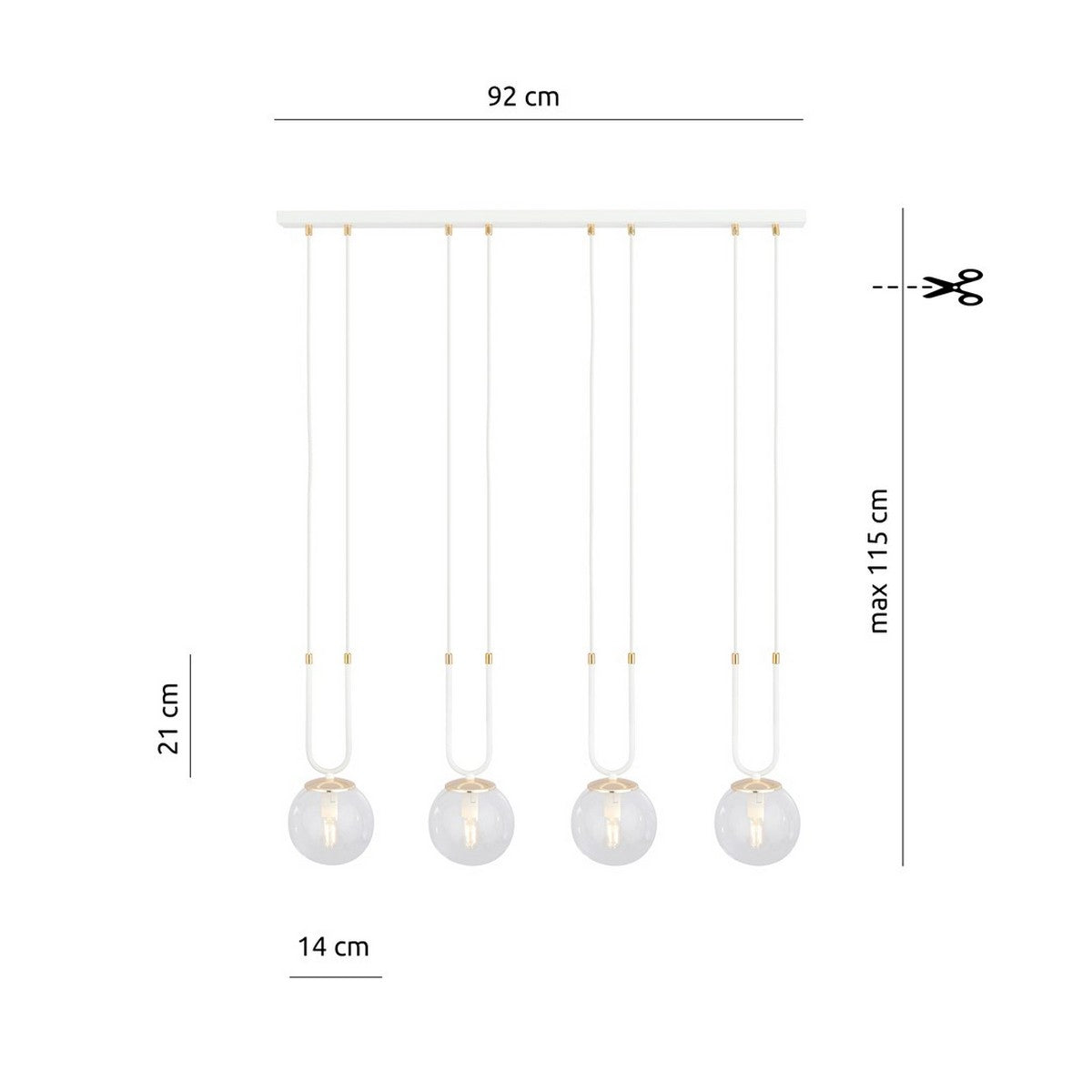 Lampada a Sospensione Glam, Bianco, Acciaio, 92x115x15 cm, EPIKASA