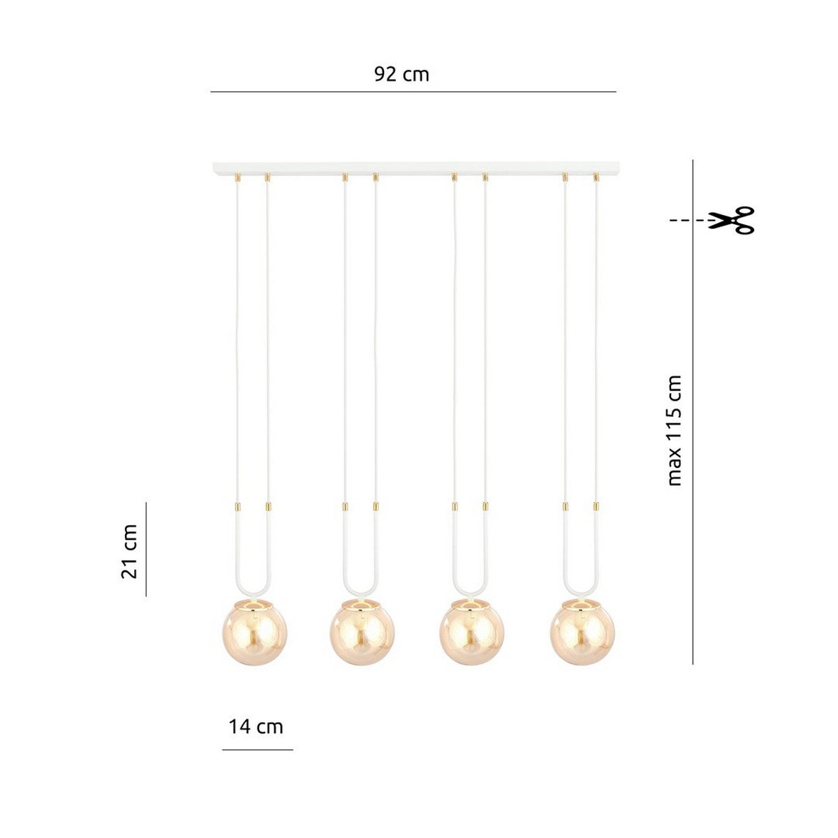 Lampada a Sospensione Glam, Bianco, Acciaio, 92x115x15 cm, EPIKASA