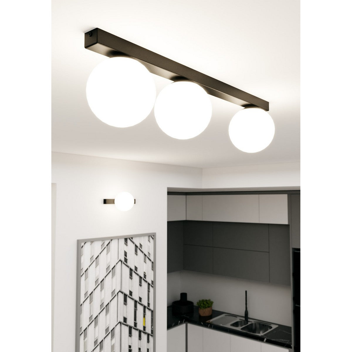 Lampada a Soffitto Fit, Nero, Acciaio, 70x17x14 cm, EPIKASA