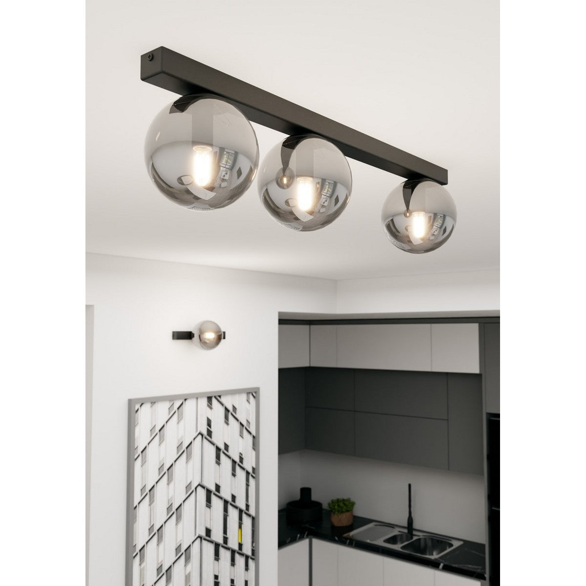 Lampada a Soffitto Fit, Nero, Acciaio, 70x17x14 cm, EPIKASA