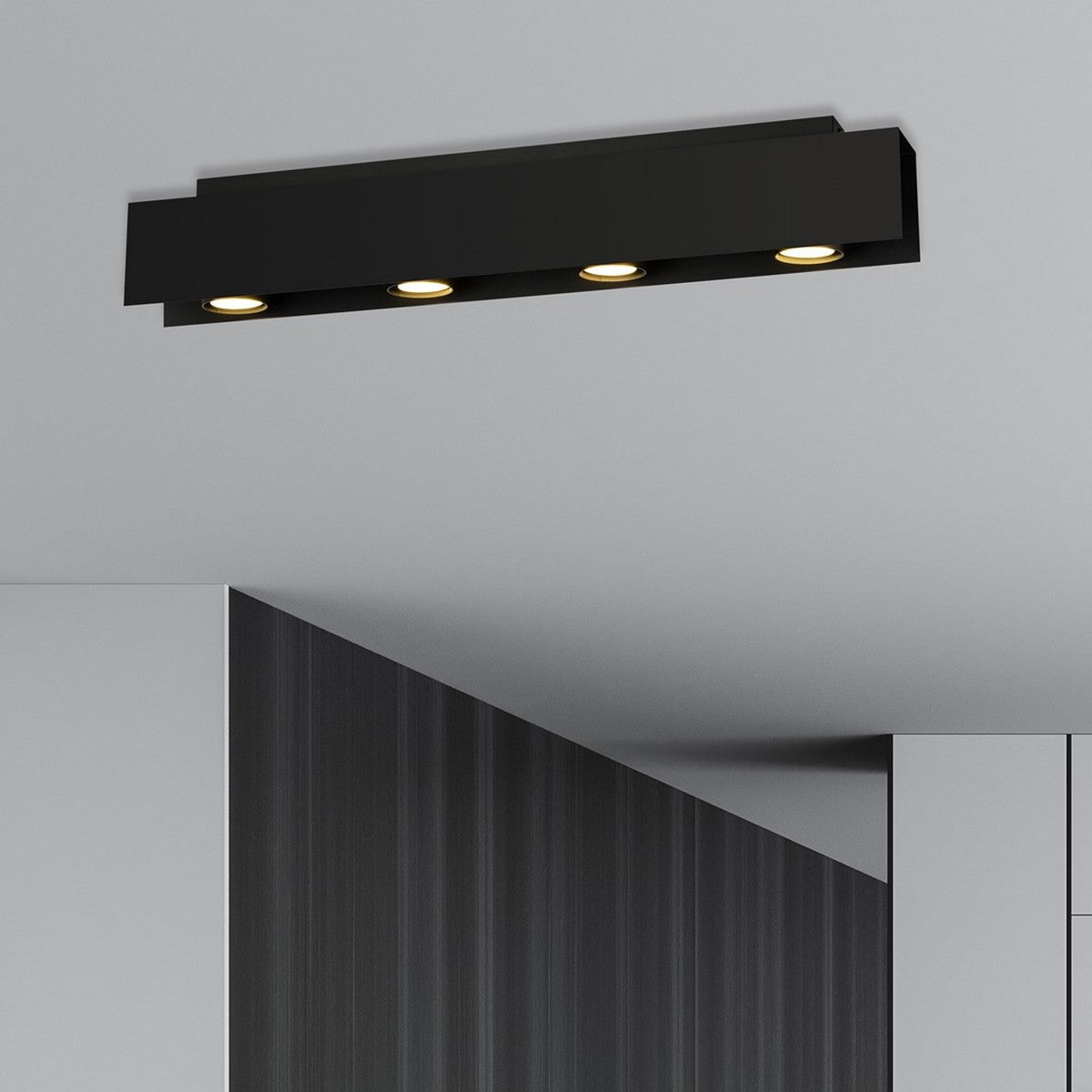 Lampada a Soffitto Kenno, Nero, Acciaio, 72x12x10 cm, EPIKASA