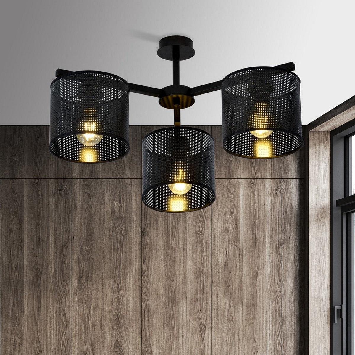 Lampada a Soffitto Jordan, Nero, Acciaio, 55x31x55 cm, EPIKASA