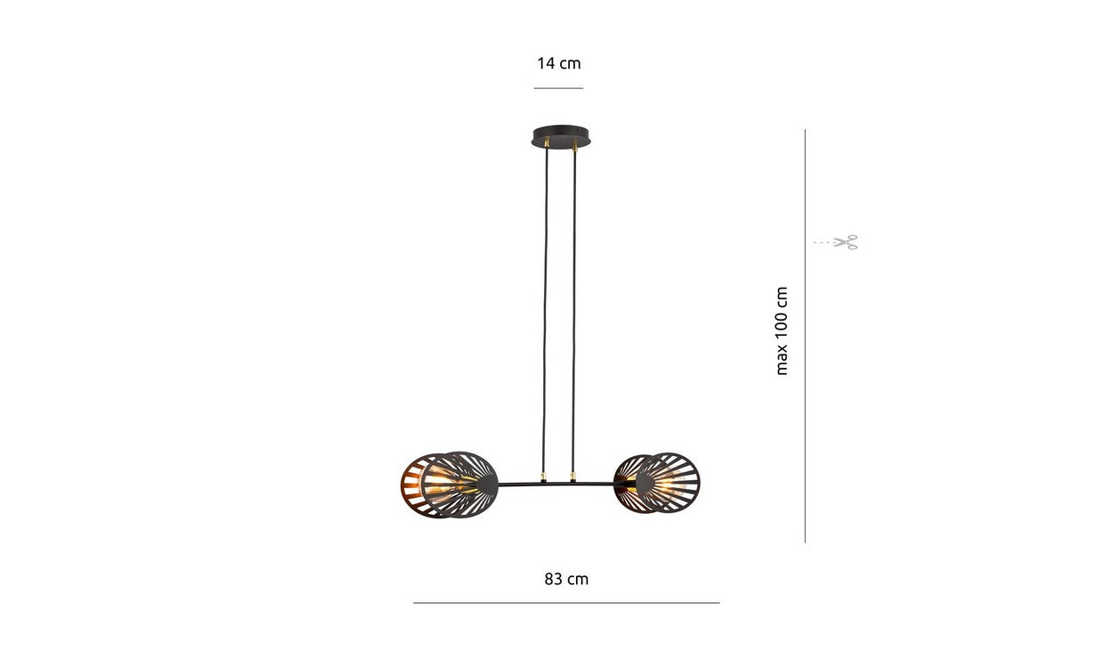 Lampada a Sospensione Playa, Nero, Acciaio, 83x100x14 cm, EPIKASA