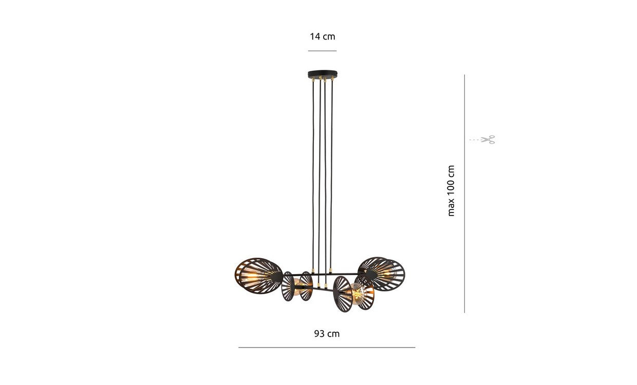 Lampada a Sospensione Playa, Nero, Acciaio, 93x100x93 cm, EPIKASA