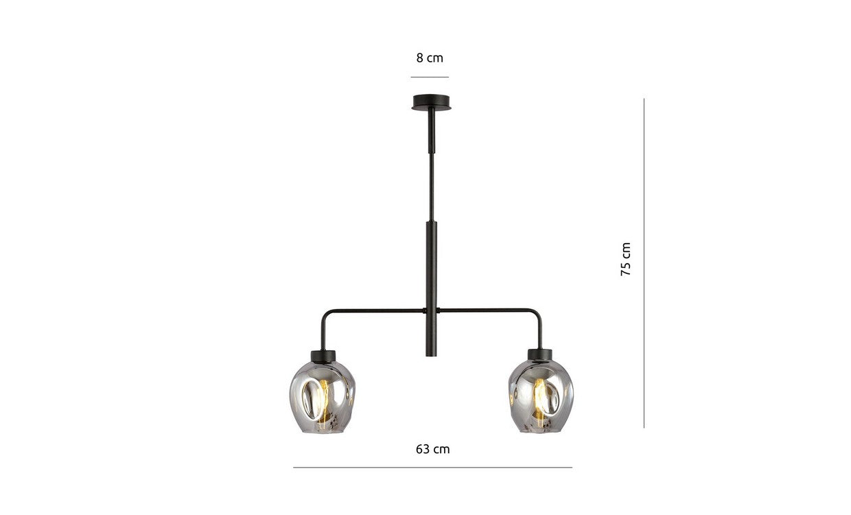 Lampada a Sospensione Lukka, Nero, Acciaio, 63x75x16 cm, EPIKASA