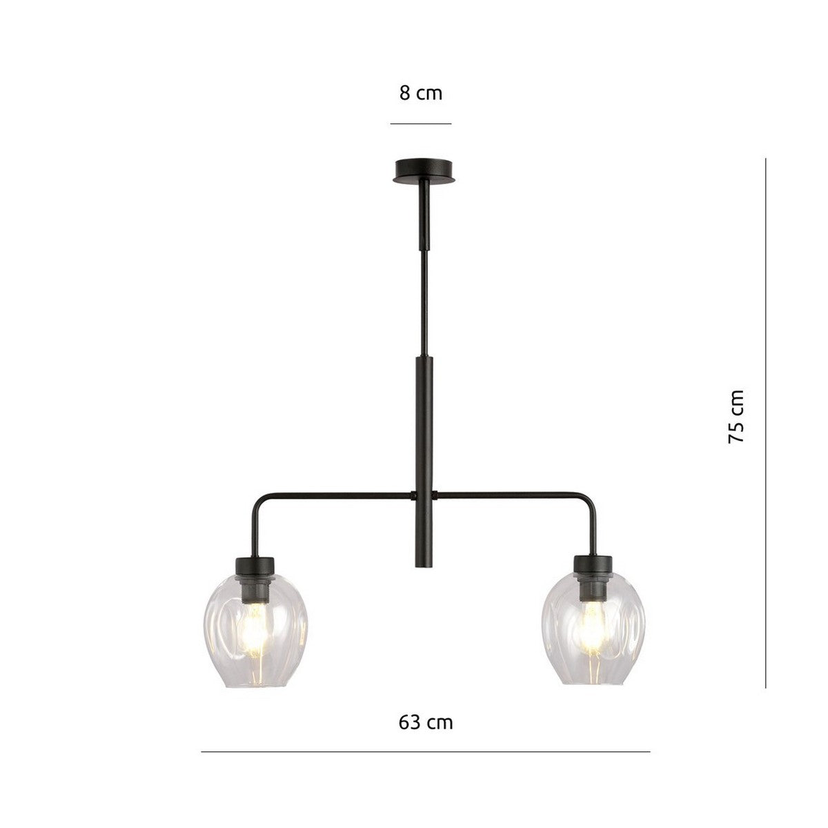 Lampada a Sospensione Lukka, Nero, Acciaio, 63x75x16 cm, EPIKASA