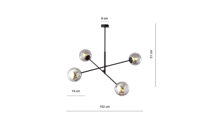 Lampada a Sospensione Linear, Nero, Acciaio, 102x51x102 cm, EPIKASA