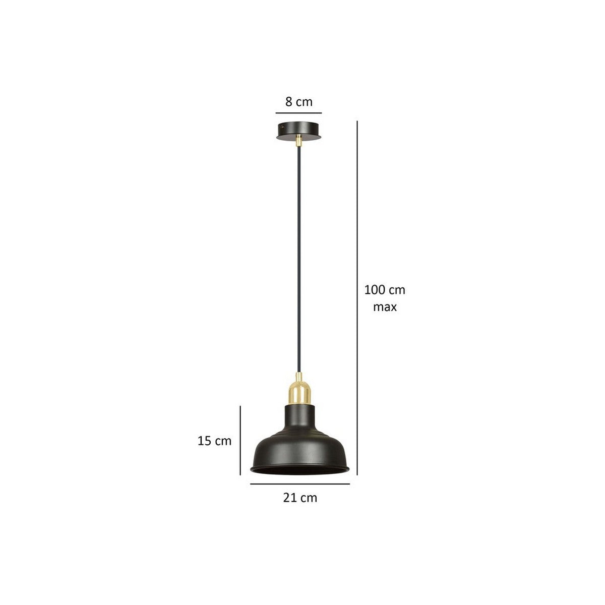 Lampada a Sospensione Ibor, Nero, Acciaio, 21x100x21 cm, EPIKASA