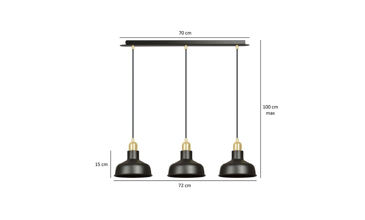 Lampada a Sospensione Ibor, Nero, Acciaio, 72x100x21 cm, EPIKASA