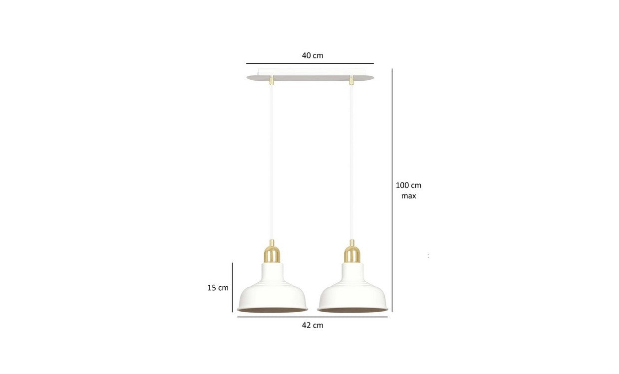 Lampada a Sospensione Ibor, Bianco, Acciaio, 42x100x21 cm, EPIKASA