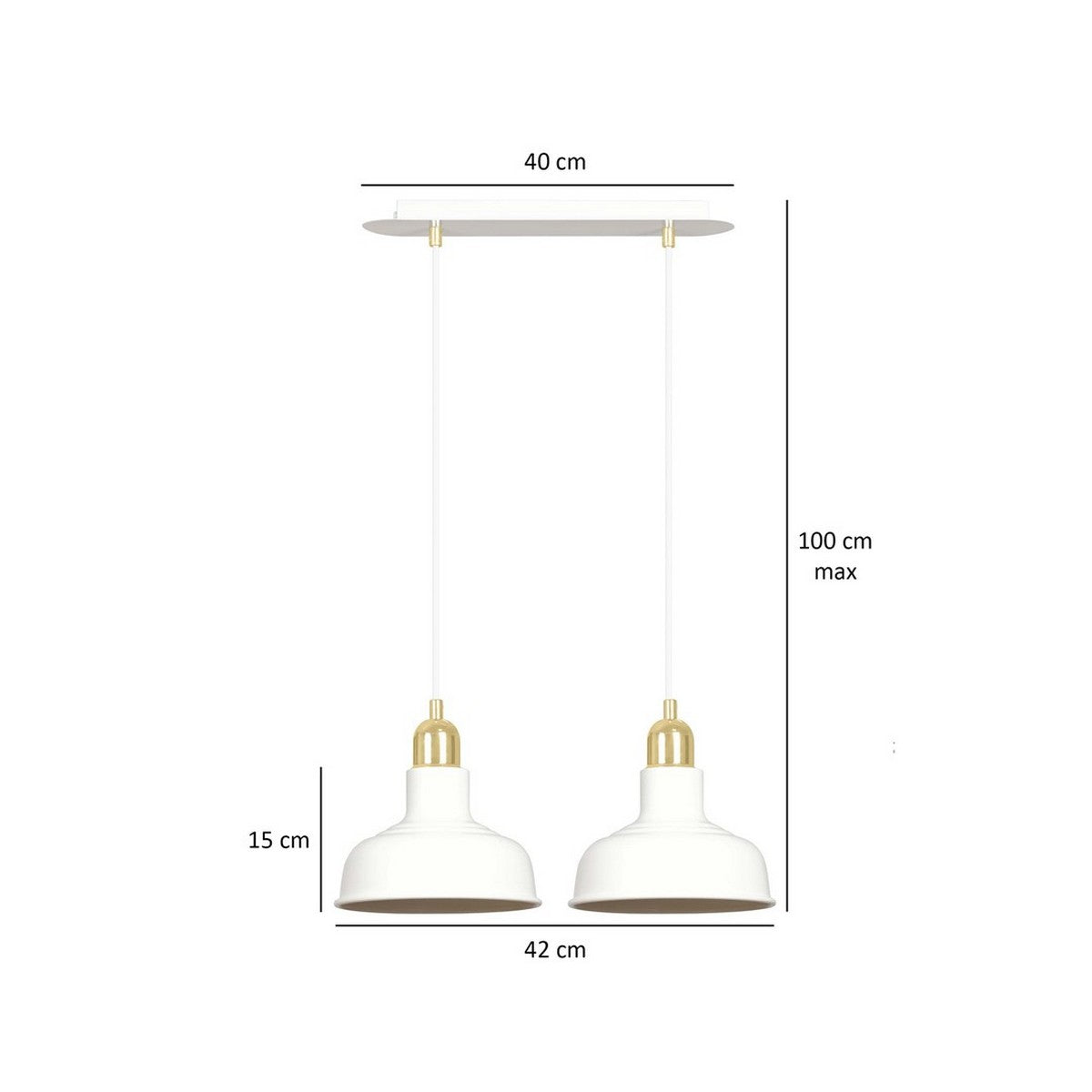 Lampada a Sospensione Ibor, Bianco, Acciaio, 42x100x21 cm, EPIKASA