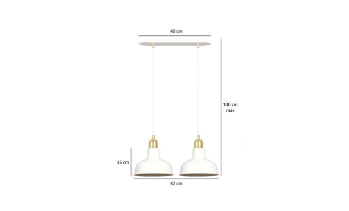 Lampada a Sospensione Ibor, Bianco, Acciaio, 42x100x21 cm, EPIKASA