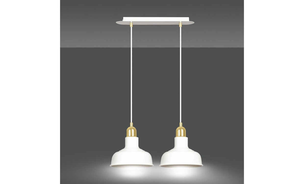 Lampada a Sospensione Ibor, Bianco, Acciaio, 42x100x21 cm, EPIKASA