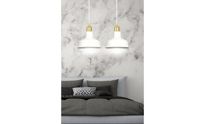 Lampada a Sospensione Ibor, Bianco, Acciaio, 42x100x21 cm, EPIKASA