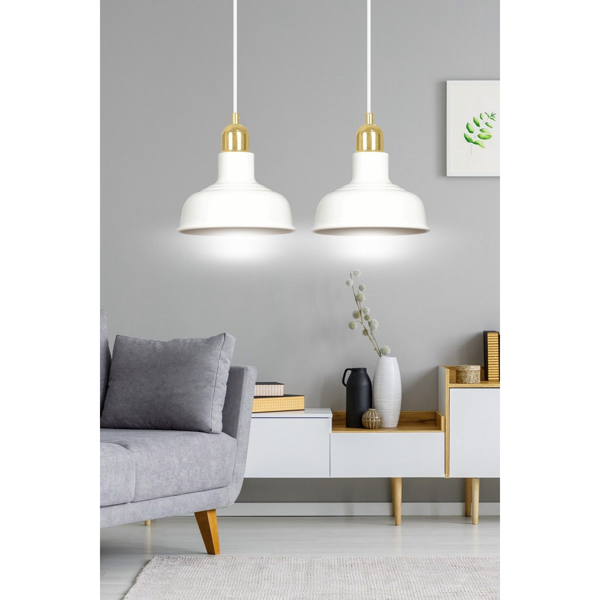 Lampada a Sospensione Ibor, Bianco, Acciaio, 42x100x21 cm, EPIKASA