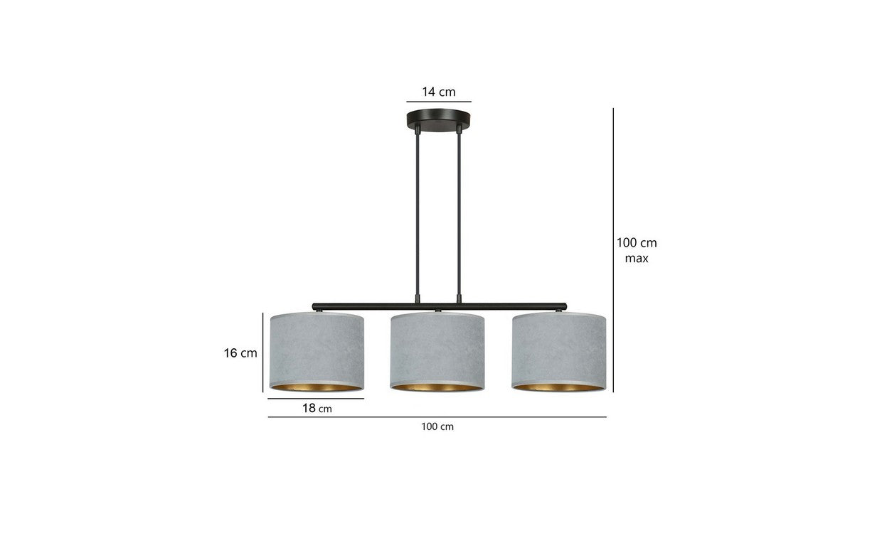 Lampada a Sospensione Hilde, Grigio, Acciaio, 72x100x18 cm, EPIKASA