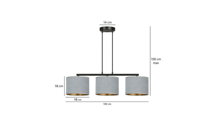 Lampada a Sospensione Hilde, Grigio, Acciaio, 72x100x18 cm, EPIKASA