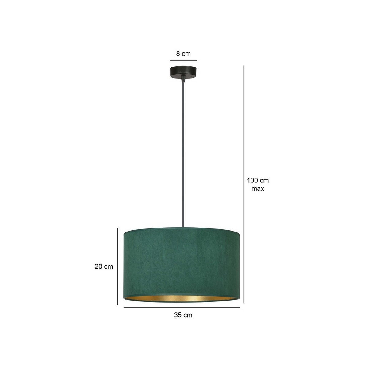 Lampada a Sospensione Hilde, Verde, Acciaio, 35x100x35 cm, EPIKASA