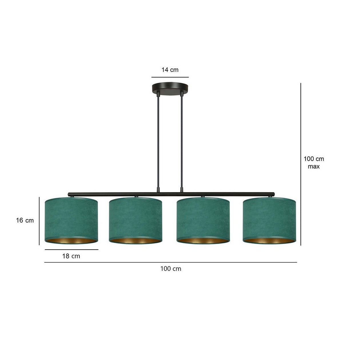 Lampada a Sospensione Hilde, Verde, Acciaio, 97x100x18 cm, EPIKASA