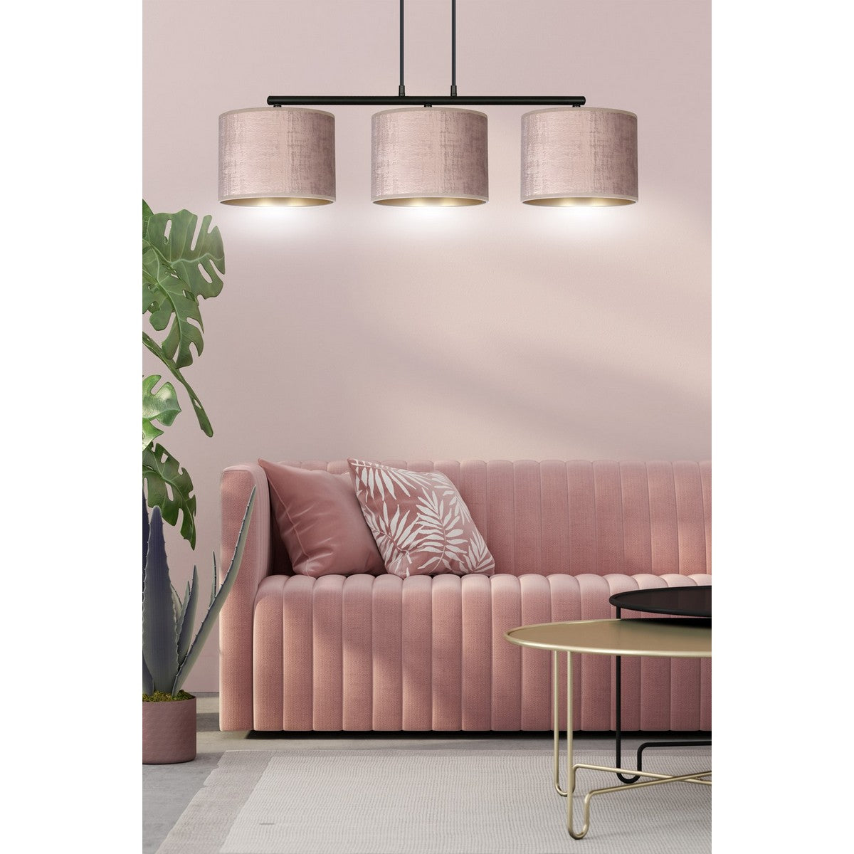 Lampada a Sospensione Hilde, Rosa, Acciaio, 72x100x18 cm, EPIKASA