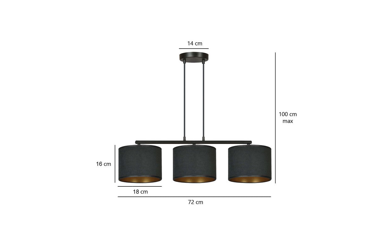 Lampada a Sospensione Hilde, Nero, Acciaio, 72x100x18 cm, EPIKASA