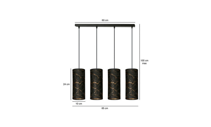 Lampada a Sospensione Karli, Nero, Acciaio, 65x100x6 cm, EPIKASA