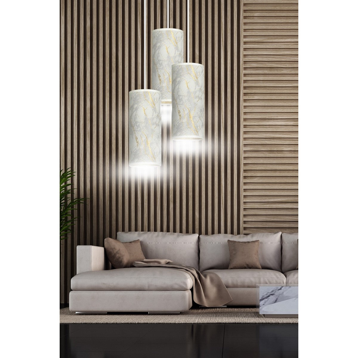 Lampada a Sospensione Karli, Bianco, Acciaio, 35x100x22 cm, EPIKASA