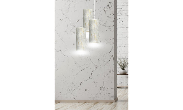 Lampada a Sospensione Karli, Bianco, Acciaio, 35x100x22 cm, EPIKASA