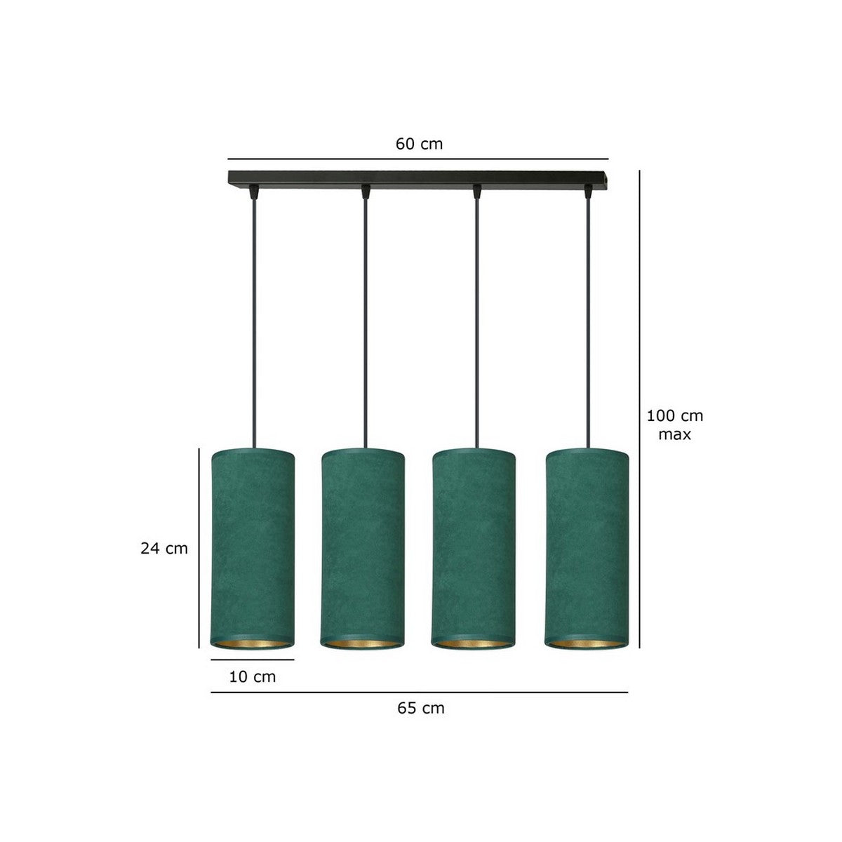 Lampada a Sospensione Bente, Verde, Acciaio, 65x100x6 cm, EPIKASA