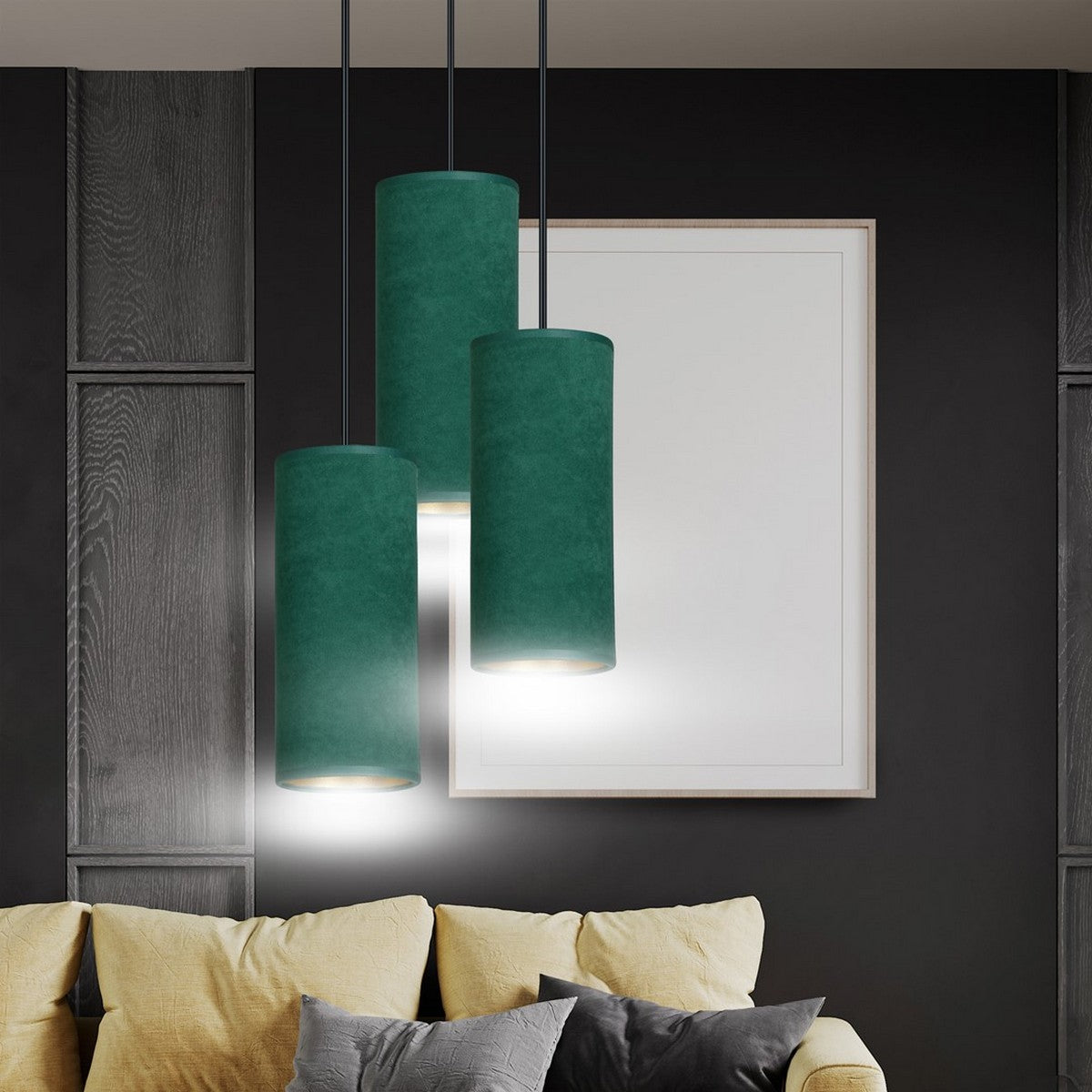 Lampada a Sospensione Bente, Verde, Acciaio, 35x100x22 cm, EPIKASA