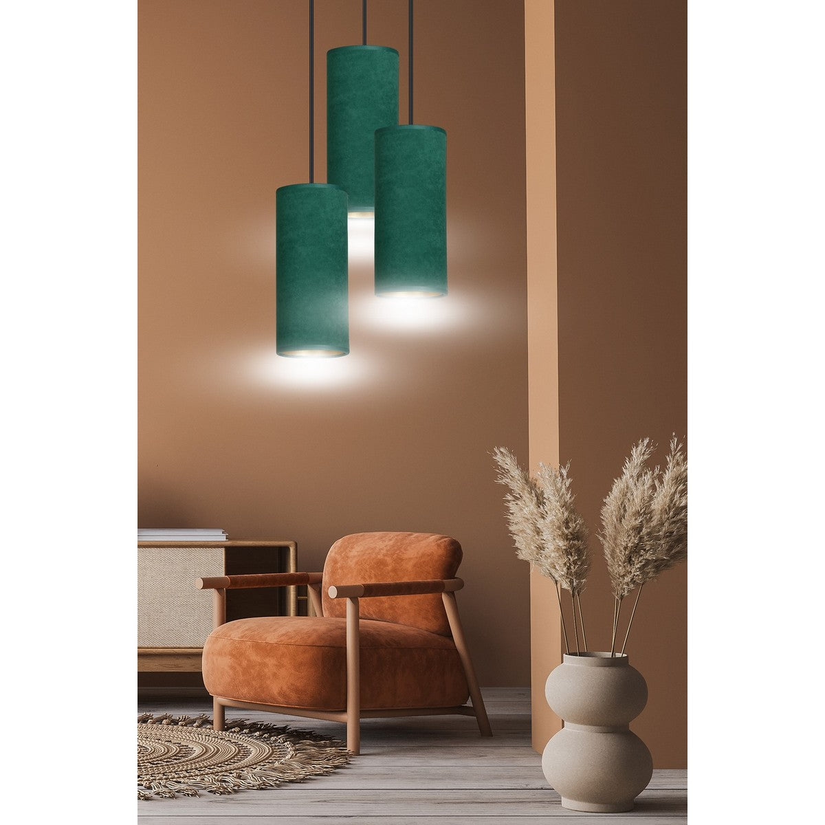 Lampada a Sospensione Bente, Verde, Acciaio, 35x100x22 cm, EPIKASA