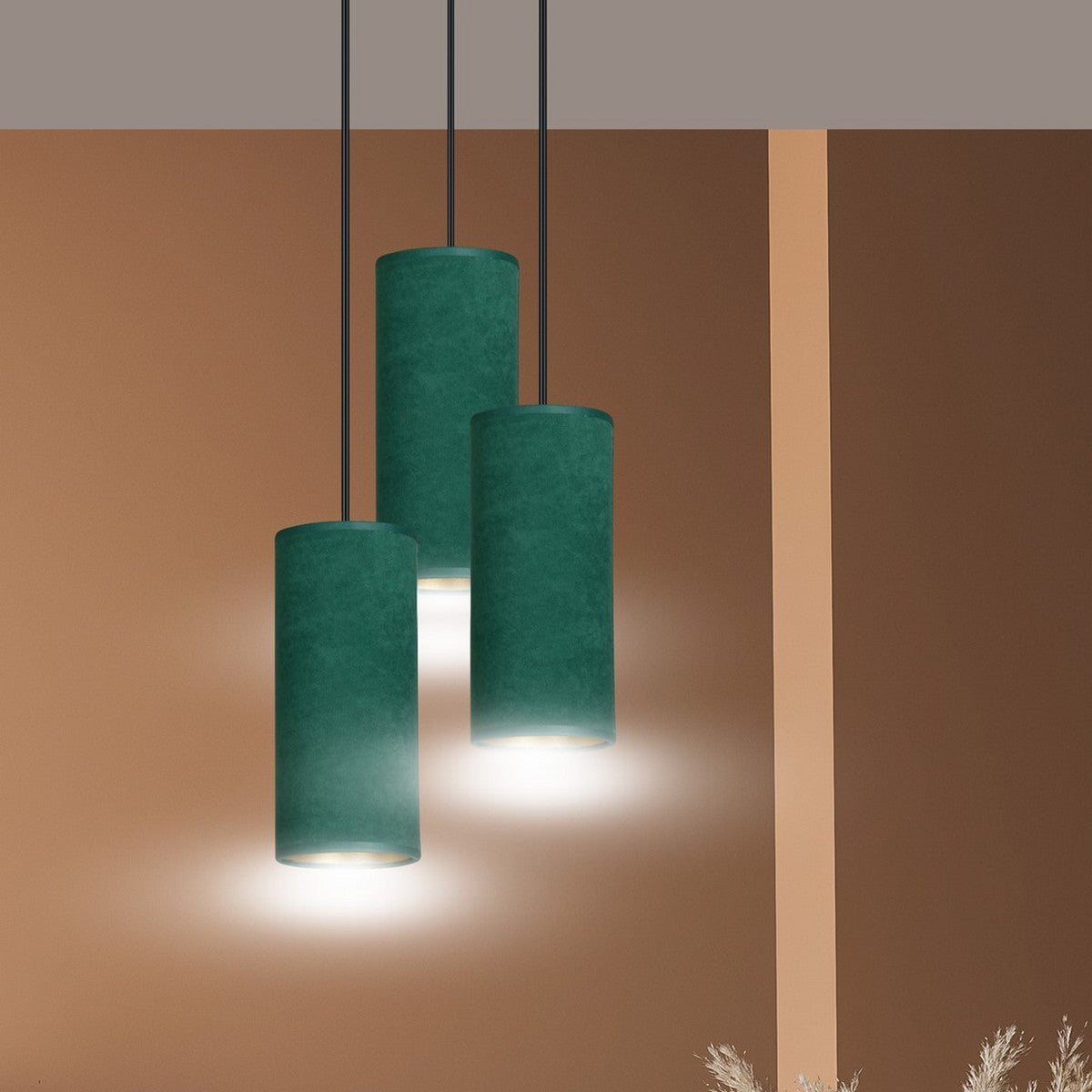 Lampada a Sospensione Bente, Verde, Acciaio, 35x100x22 cm, EPIKASA