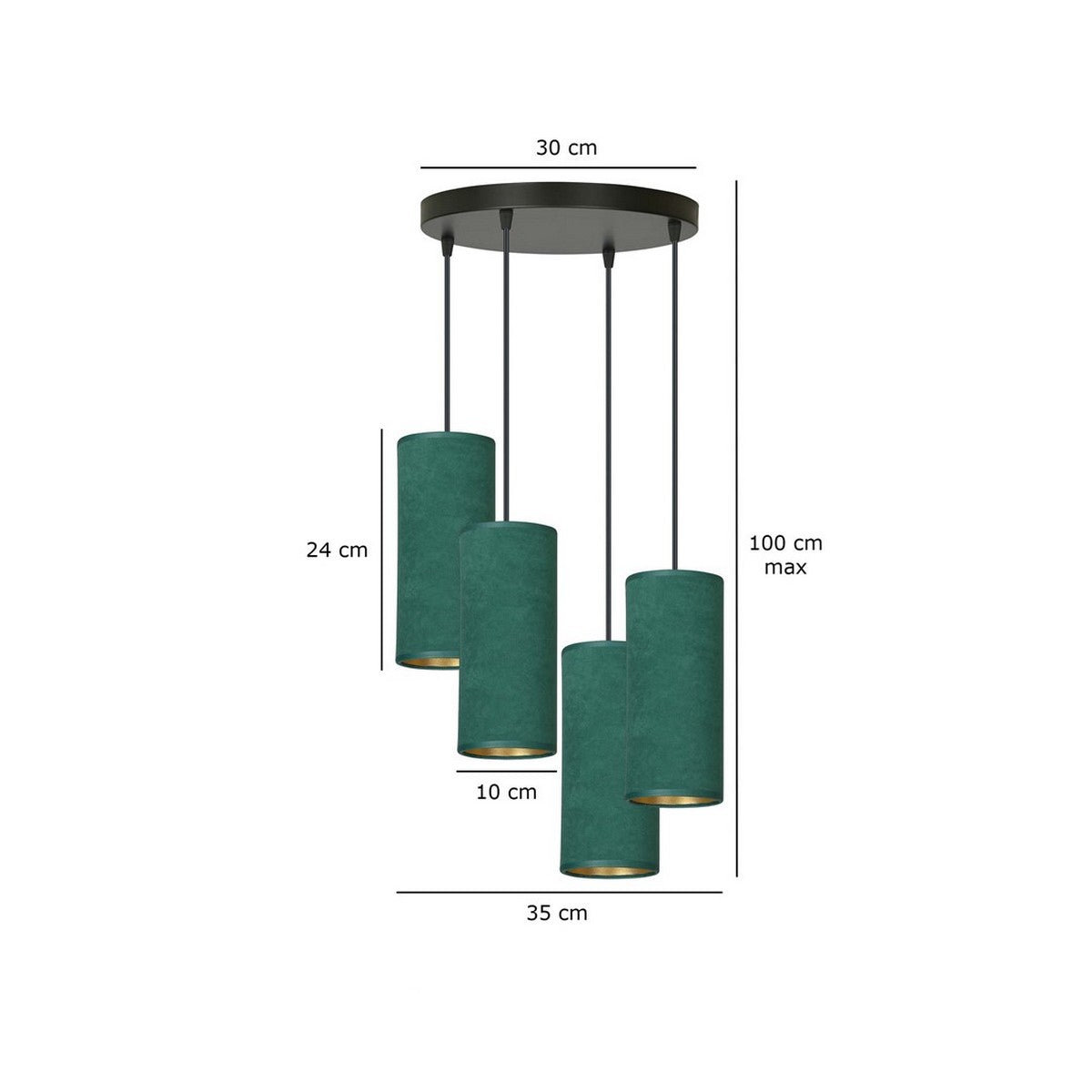 Lampada a Sospensione Bente, Verde, Acciaio, 35x100x22 cm, EPIKASA