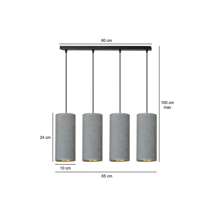 Lampada a Sospensione Bente, Grigio, Acciaio, 65x100x6 cm, EPIKASA