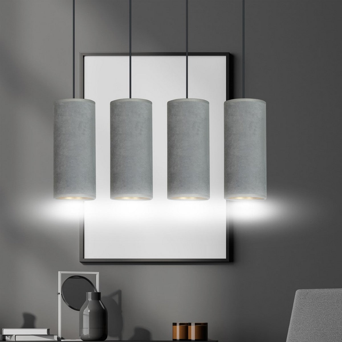 Lampada a Sospensione Bente, Grigio, Acciaio, 65x100x6 cm, EPIKASA