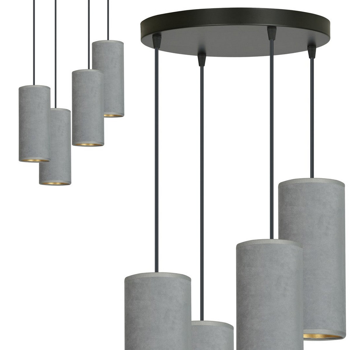 Lampada a Sospensione Bente, Grigio, Acciaio, 35x100x22 cm, EPIKASA