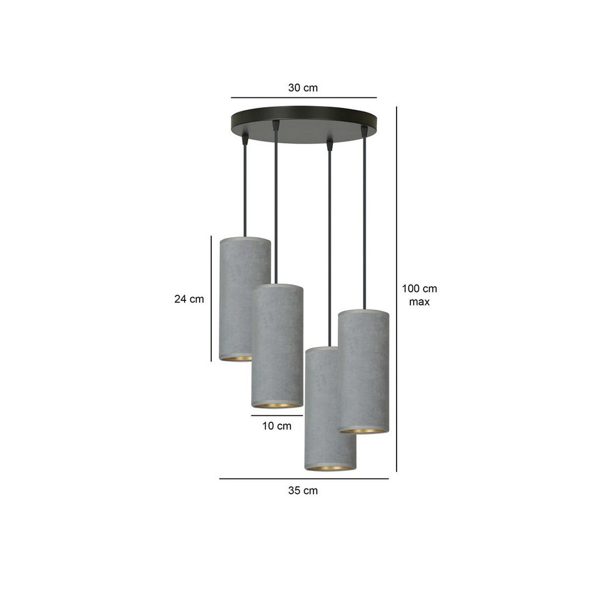 Lampada a Sospensione Bente, Grigio, Acciaio, 35x100x22 cm, EPIKASA