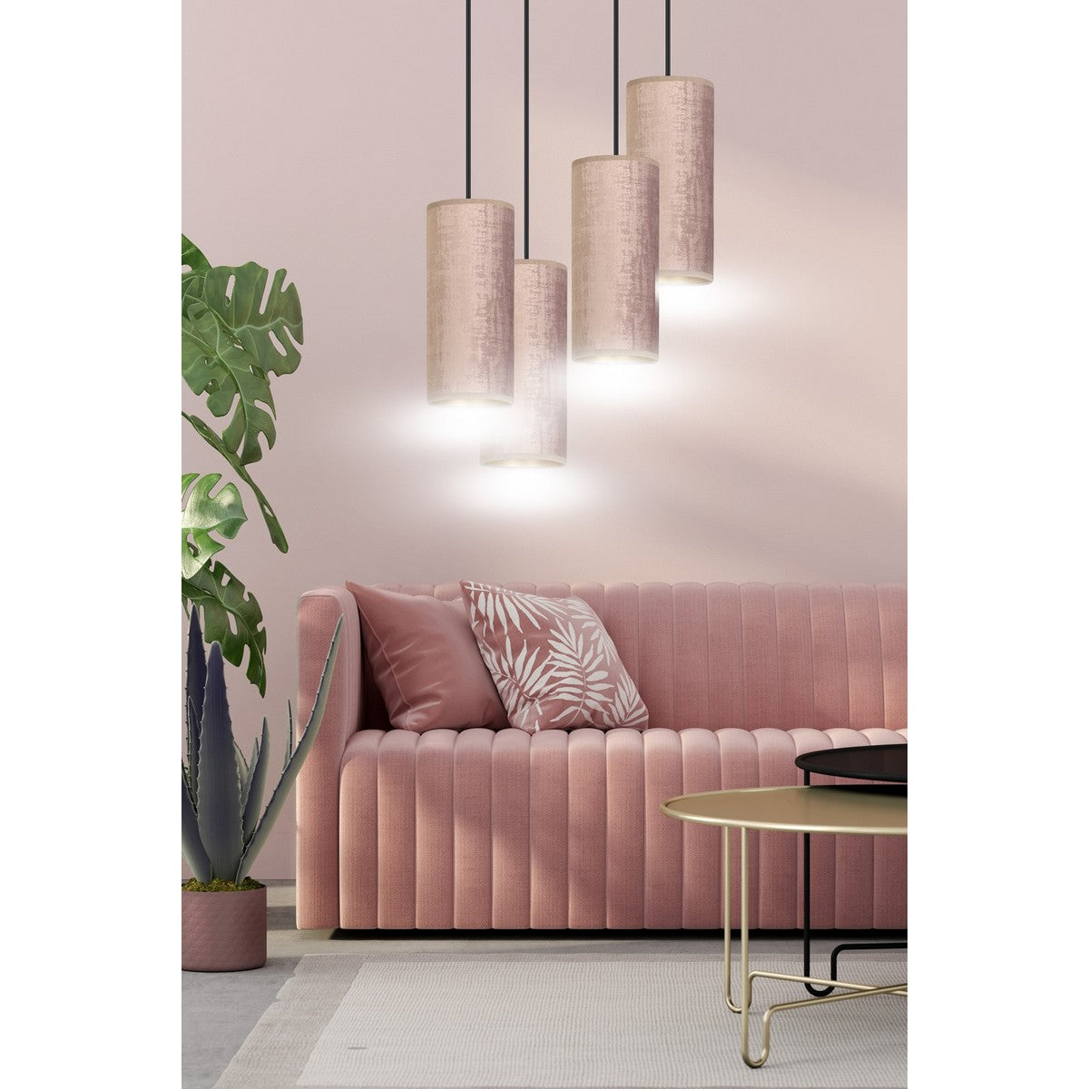 Lampada a Sospensione Bente, Rosa, Acciaio, 35x100x22 cm, EPIKASA