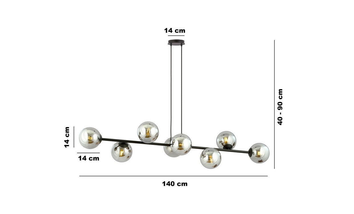 Lampada a Sospensione Rossi, Nero, Acciaio, 130x100x30 cm, EPIKASA