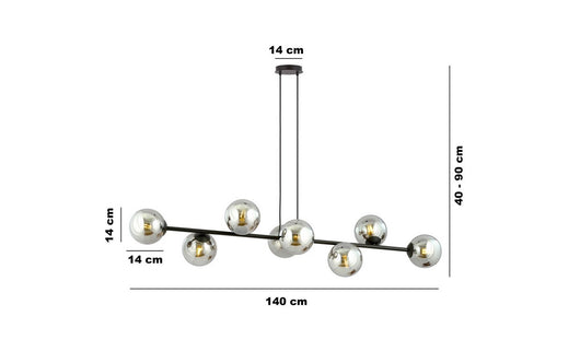 Lampada a Sospensione Rossi, Nero, Acciaio, 130x100x30 cm, EPIKASA