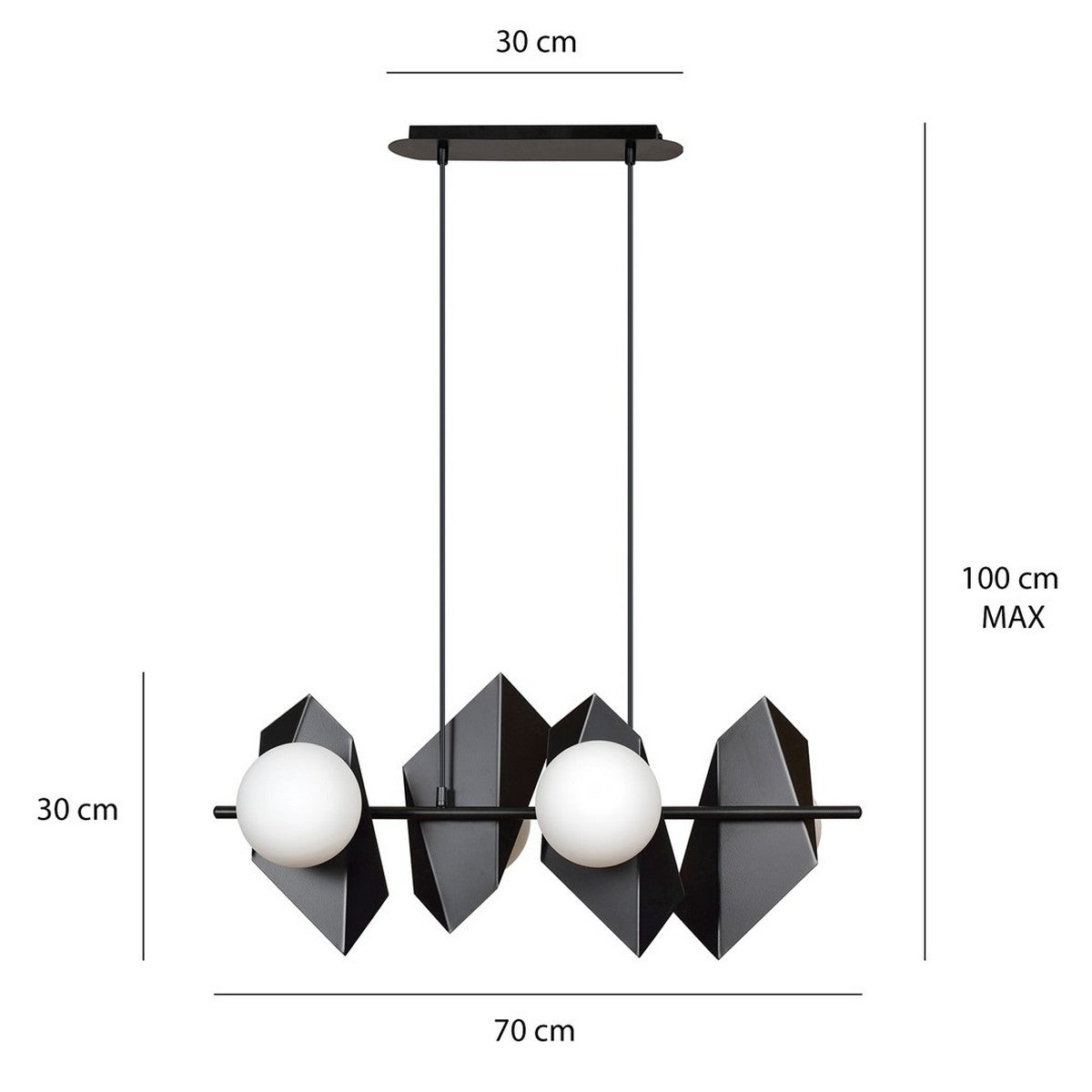 Lampada a Sospensione Drifton, Nero, Acciaio, 90x100x30 cm, EPIKASA