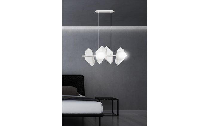 Lampada a Sospensione Drifton, Bianco, Acciaio, 90x100x30 cm, EPIKASA